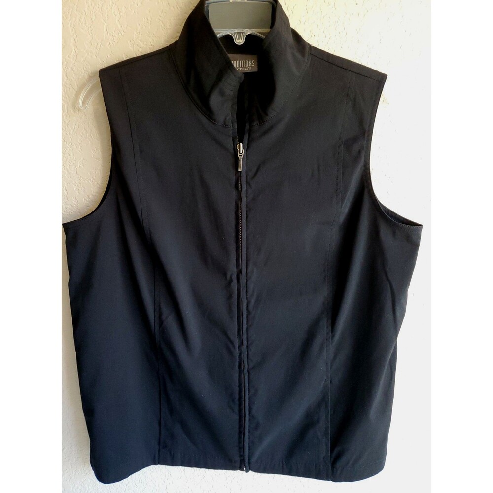 Chicos Additions 2 Full Zip Vest Summer Weight Sleeveless Pockets Stretch